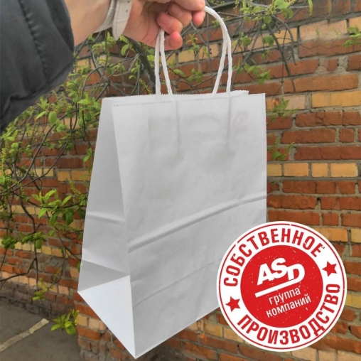 Белый бум. пакет 220×120×250 мм с кручеными ручками