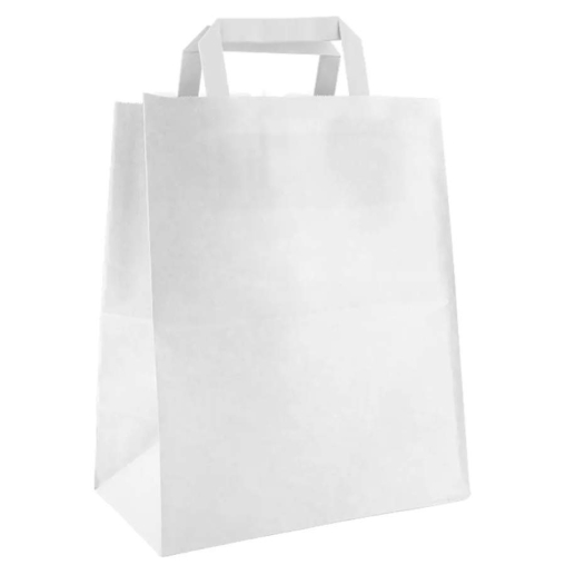 Белый пакет 240×140×280 мм с плоскими ручками