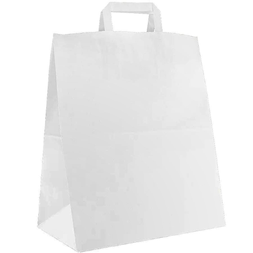 Белый пакет 320×200×370 мм с плоскими ручками