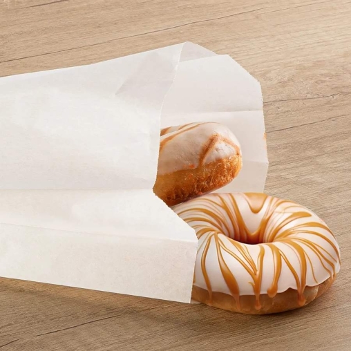 Жиростойкий белый бумажный V-пакет для выпечки 140+60×250 мм