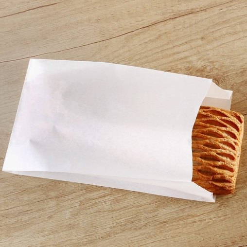Жиростойкий белый бумажный V-пакет для выпечки 140+60×250 мм