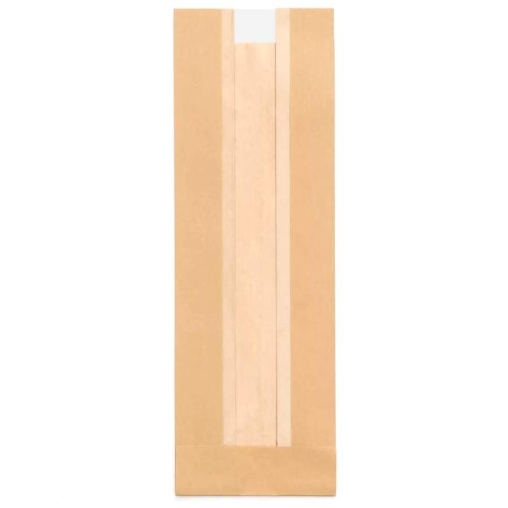 Крафтовый бумажный V-пакет с окном для багета 100+50×300 мм