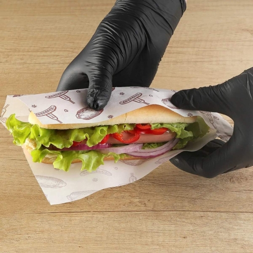 Влагопрочный бумажный белый уголок с принтом ХОТ-ДОГ 80+40×225 мм