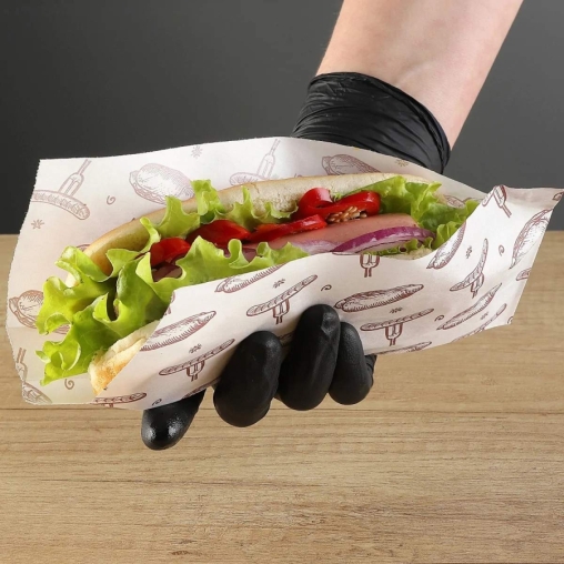 Влагопрочный бумажный белый уголок с принтом ХОТ-ДОГ 80+40×225 мм