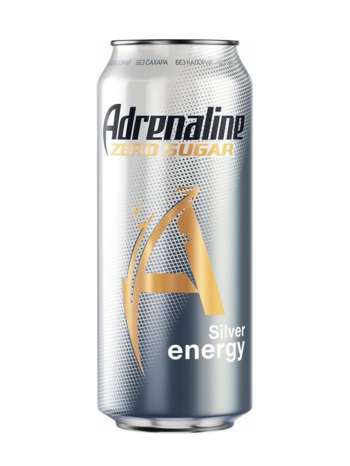 Энергетический напиток Adrenaline Zero Sugar Silver Energy без сахара 449 мл ж/б