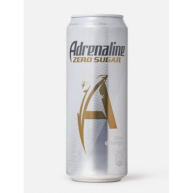 Энергетический напиток Adrenaline Zero Sugar Silver Energy без сахара 449 мл ж/б
