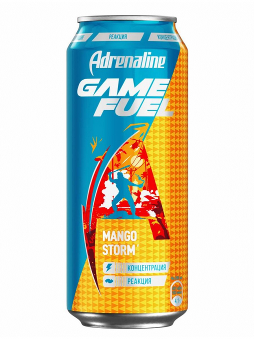 Энергетический напиток Adrenaline Game Fuel Mango storm 449 мл ж/б