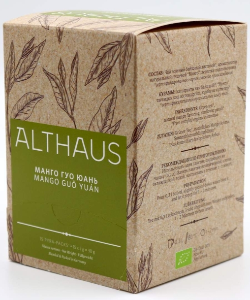 Чай зеленый Althaus MANGO GUO YUAN Манго Гоу Юань 15 х 2 г