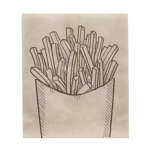 Жиростойкий бумажный V-пакет с принтом КАРТОШКА ФРИ 100+30×115 мм Крафт