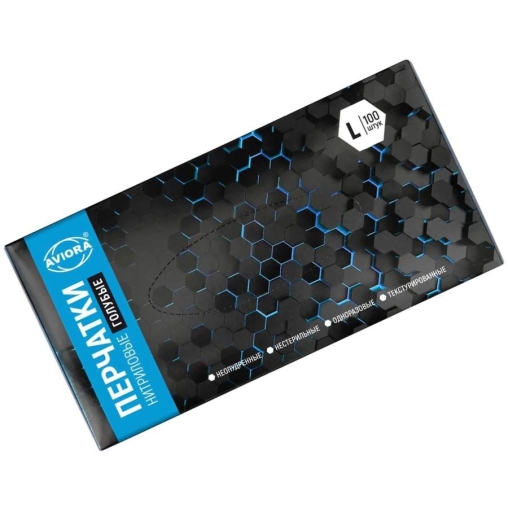 Перчатки AVIORA неопудренные нитрил ГОЛУБЫЕ р. L 100 шт.