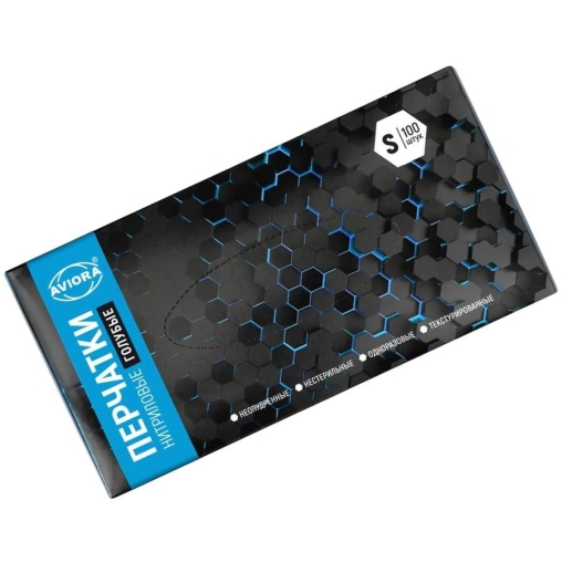 Перчатки AVIORA неопудренные нитрил ГОЛУБЫЕ р. S 100 шт.