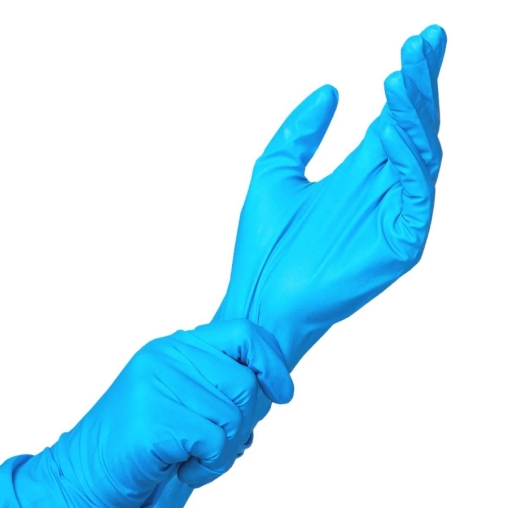Перчатки AVIORA High Risk неопудренные нитрил сверхпрочные голубые р. M 50 шт.
