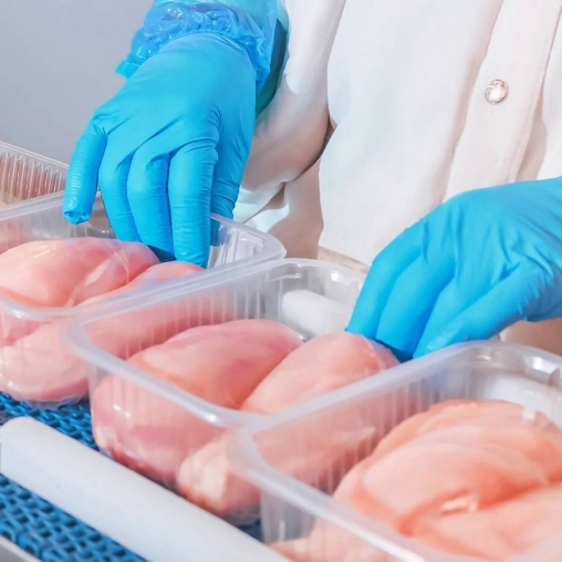 Перчатки AVIORA High Risk неопудренные нитрил сверхпрочные голубые р. M 50 шт.