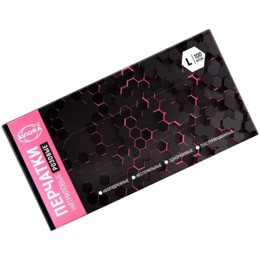 Перчатки AVIORA неопудренные нитрил РОЗОВЫЕ р. L 100 шт.