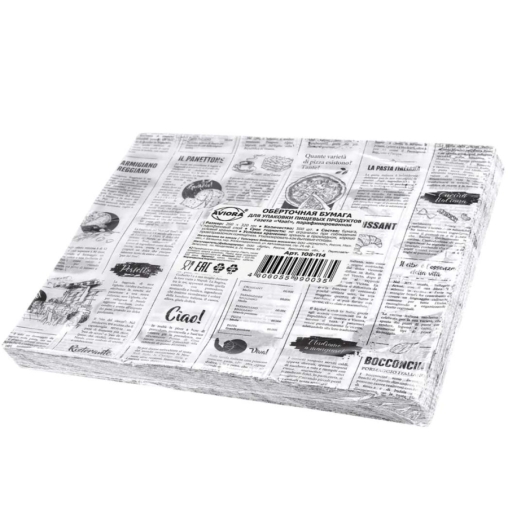 Оберточная бумага принт газета ЧАО белая парафинированная в листах 260×320 мм по 500 в пачке