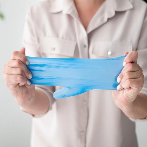 Перчатки AVIORA неопудренные винил ГОЛУБЫЕ р. M 100 шт.