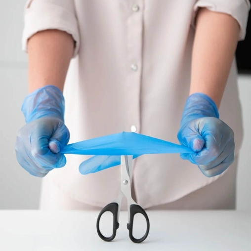 Перчатки AVIORA неопудренные винил ГОЛУБЫЕ р. M 100 шт.