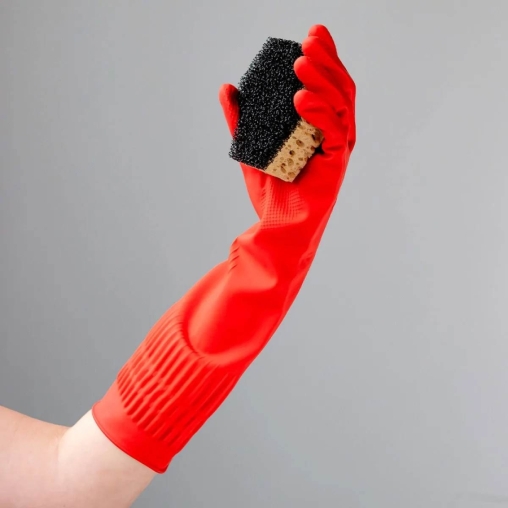 Перчатки AVIORA хозяйственные латексные Красные с удлиненной манжетой 1 пара размер L