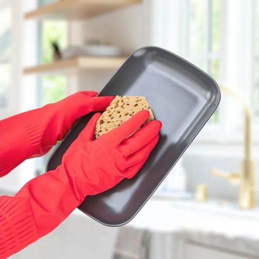 Перчатки AVIORA хозяйственные латексные Красные с удлиненной манжетой 1 пара размер L