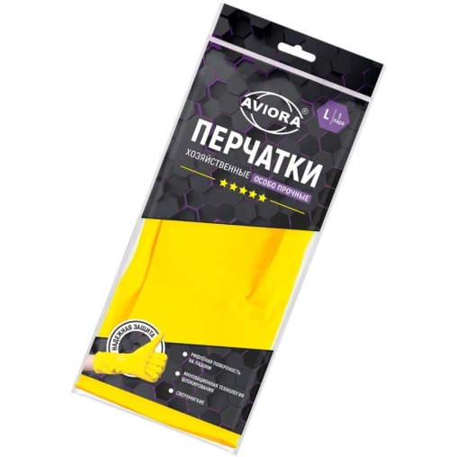 Перчатки Aviora 5 Звезд хозяйственные ЛАТЕКСНЫЕ желтые 1 пара размер L