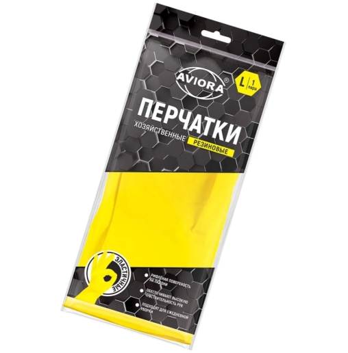 Перчатки Aviora хозяйственные ЛАТЕКСНЫЕ желтые 1 пара размер L