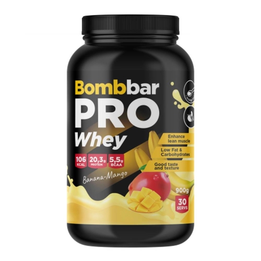 Сухая протеиновая смесь BOMBBAR Whey Protein Pro Банан Манго для спортивного питания 900 г