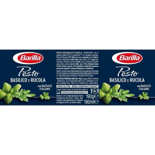 Соус Barilla Pesto с базиликом и рукколой стекло 190 г