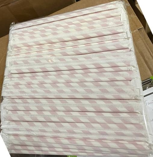 Бумажные трубочки Леденец бело-красные 200мм d=6мм в инд. упаковке