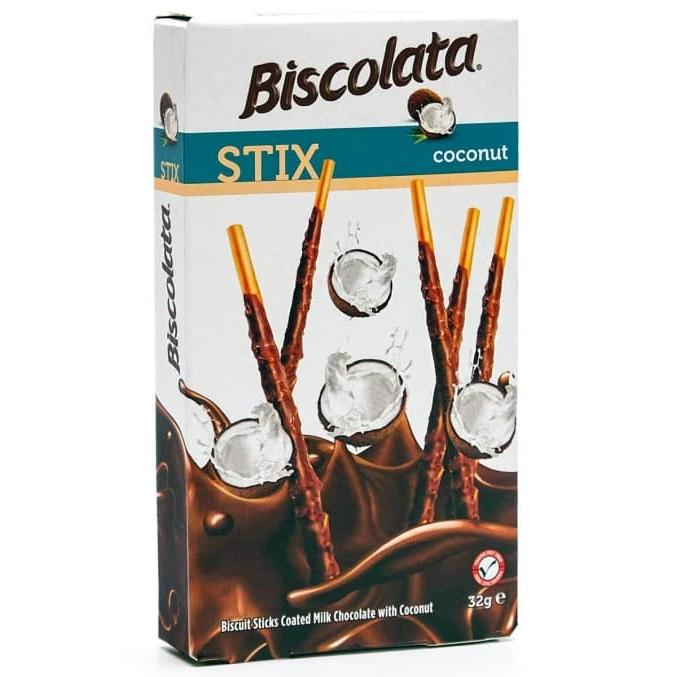 Палочки бисквитные Biscolata Stix мол. шоколад с кокосом 32 г