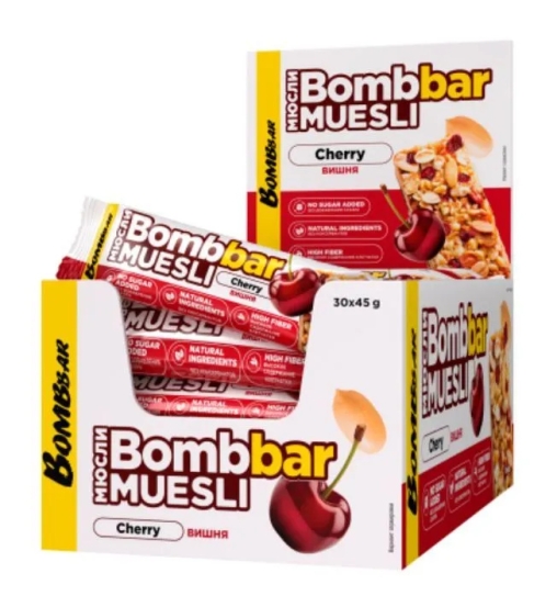 BOMBbar Батончик мюсли Вишня 45 г