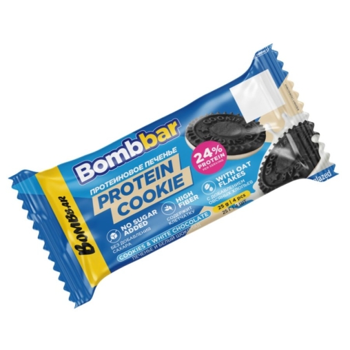 Печенье протеиновое BOMBBAR Cookie глазированное с белым шоколадом 25 г