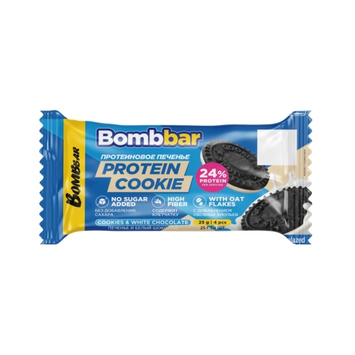 Печенье протеиновое BOMBBAR Cookie глазированное с белым шоколадом 25 г