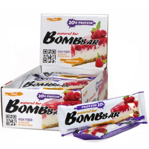 Батончик BOMBbar неглазированный Малиновый чизкейк 60 г