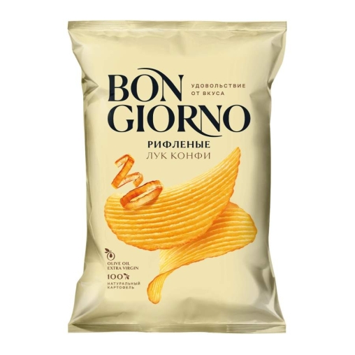 Чипсы картофельные рифленые BON GIORNO Лук Конфи 80 г Чипсы картофельные рифленые BON GIORNO Лук Конфи 80 г