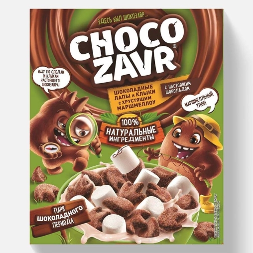 Готовый завтрак CHOCOZAVR Шоколадные лапы и клыки с хрустящим маршмеллоу 190 г