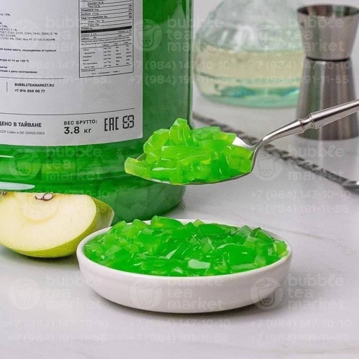 Кусочки кокоса в сиропе Bubble Tea Зеленое Яблоко 3800 г