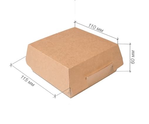 Коробка для бургера BURGER M 115×115×60 мм Крафт