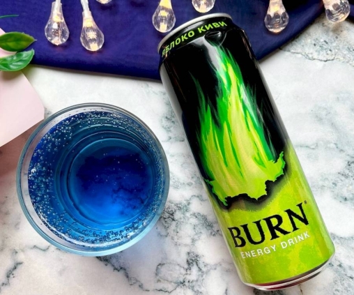 Энергетический напиток Burn ЯБЛОКО КИВИ 449 мл ж/б