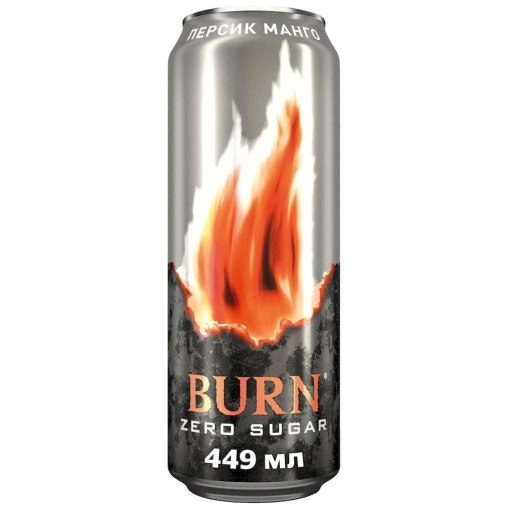 Энергетический напиток Burn Peach Zero Sugar 449 мл ж/б