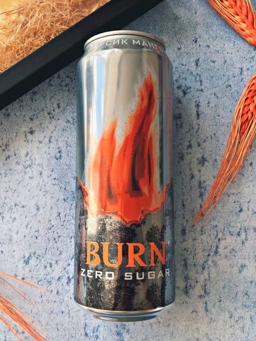 Энергетический напиток Burn Peach Zero Sugar 449 мл ж/б