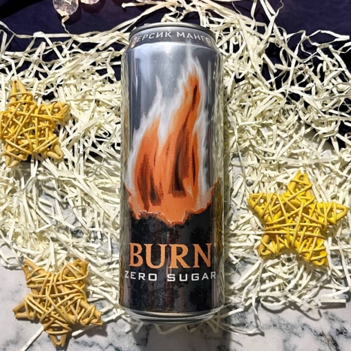 Энергетический напиток Burn Peach Zero Sugar 449 мл ж/б