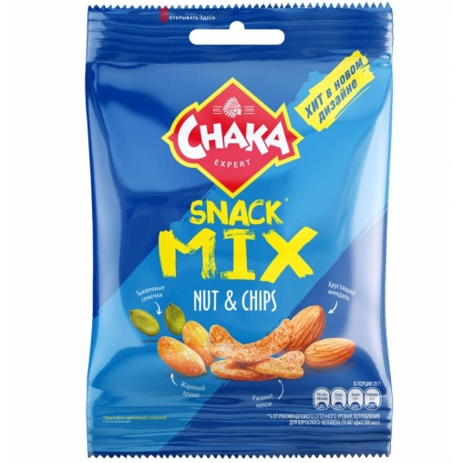 CHAKA коктейль Snack MIX ореховый соленый с чипсами 70 г