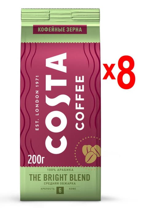 Кофе в зернах COSTA coffee The Bright blend 200 г