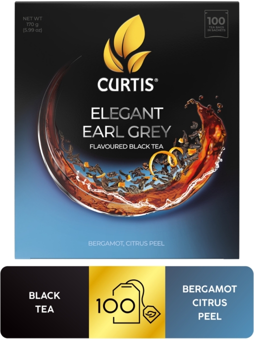 Чай черный Curtis Elegant Earl Grey 100 саше × 1.7 г