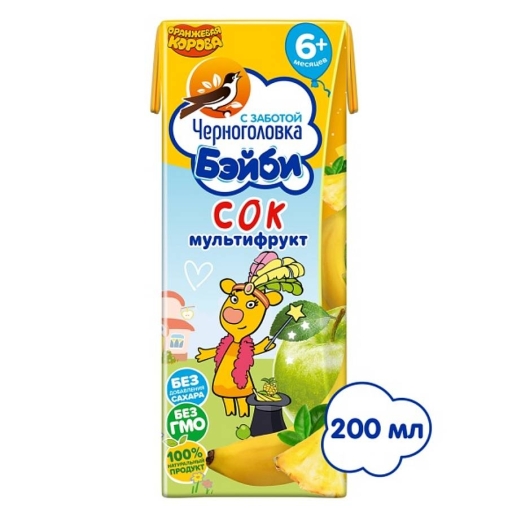 Черноголовка Бейби 100% детский сок Мультифрукт с мякотью 200 мл