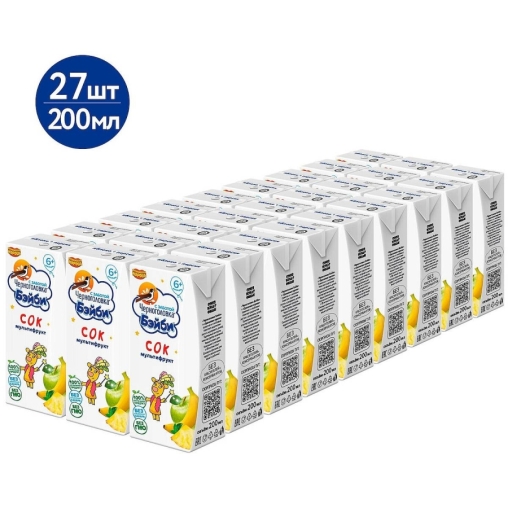 Черноголовка Бейби 100% детский сок Мультифрукт с мякотью 200 мл