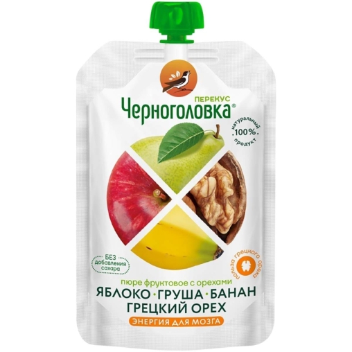 Пюре детское Черноголовка Перекус с Грецким орехом 85 г пауч