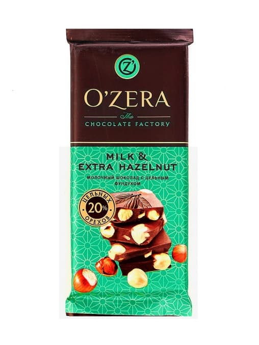Шоколад O"Zera Milk & Extra Hazelnut Молочный с цел. фундуком 90 г