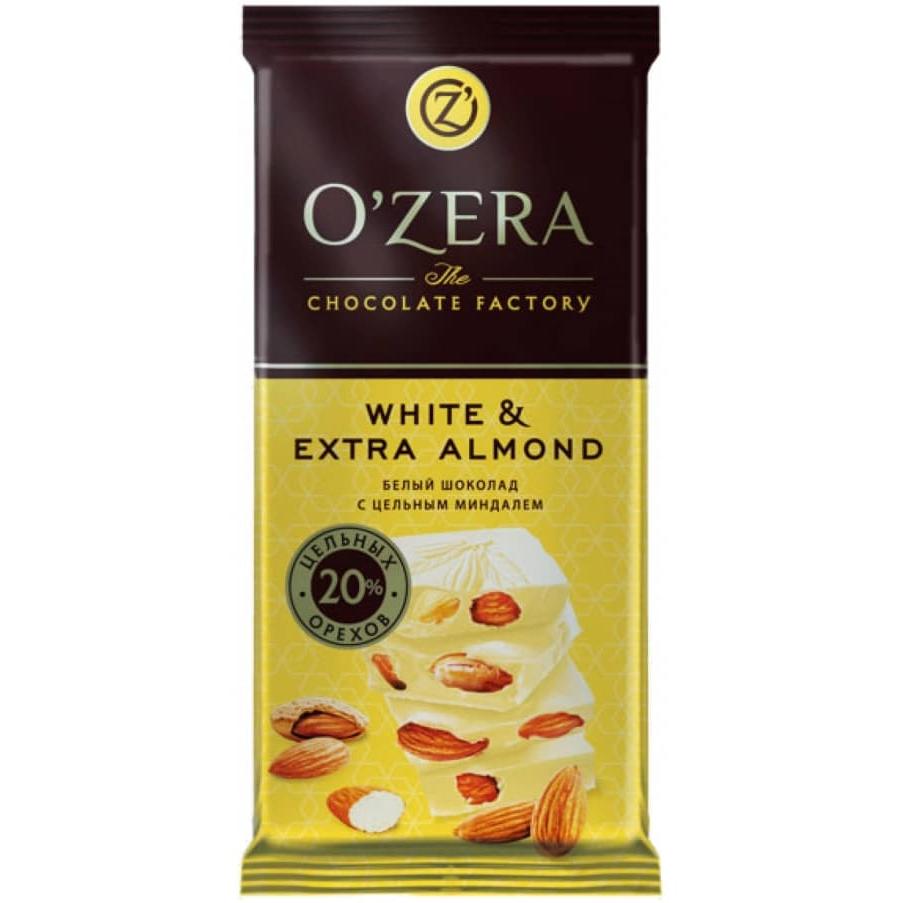 Шоколад O"Zera White & Extra Almond белый с цельным миндалем 90 г