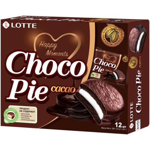 Lotte Choco Pie Cacao Шоколадный 28 г bigpack